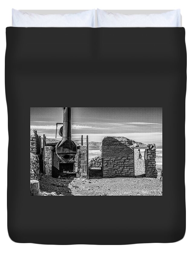 Death Valley Nationalpark Duvet Cover featuring the photograph Harmony Borax Works death valley #1 by Donald Pash