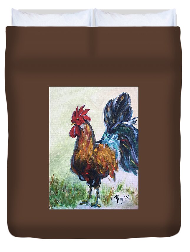 Rooster Duvet Cover featuring the painting Im Sexy and I Know it #1 by Roxy Rich
