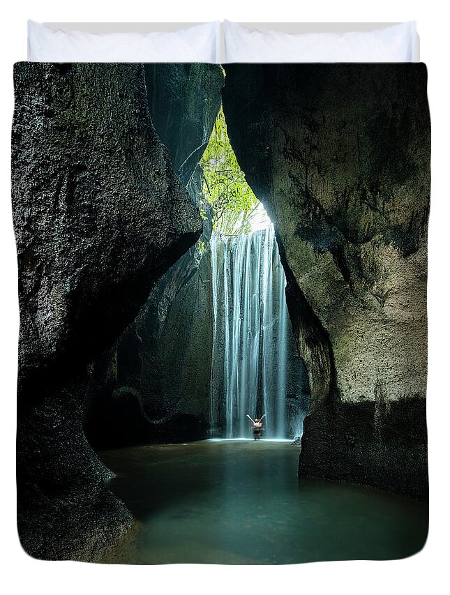 Estock Duvet Cover featuring the digital art Indonesia, Bali Island, Bali, Tukad Cepung Waterfall #1 by Ben Pipe