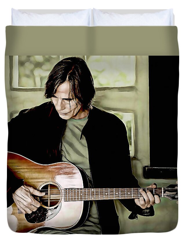 Jackson Browne Duvet Cover featuring the mixed media Jackson Browne Collection #1 by Marvin Blaine