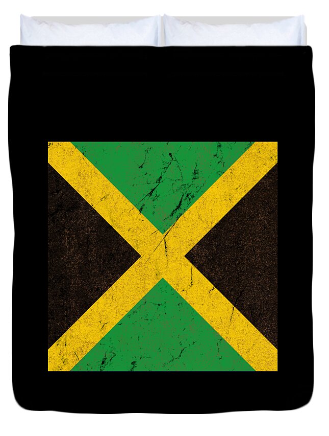 Cool Duvet Cover featuring the digital art Jamaica Flag #1 by Flippin Sweet Gear