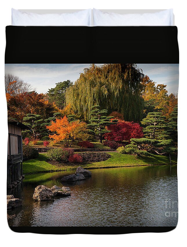 Japanese Duvet Cover featuring the photograph Japanese Gardens by Timothy Johnson