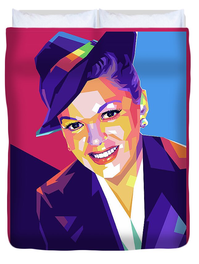 Bio Duvet Cover featuring the digital art Judy Garland -b1 by Movie World Posters