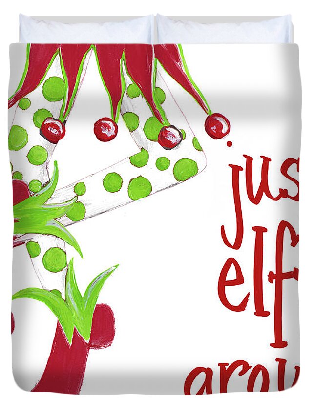 Just Duvet Cover featuring the painting Just Elfin' Around by Gina Ritter