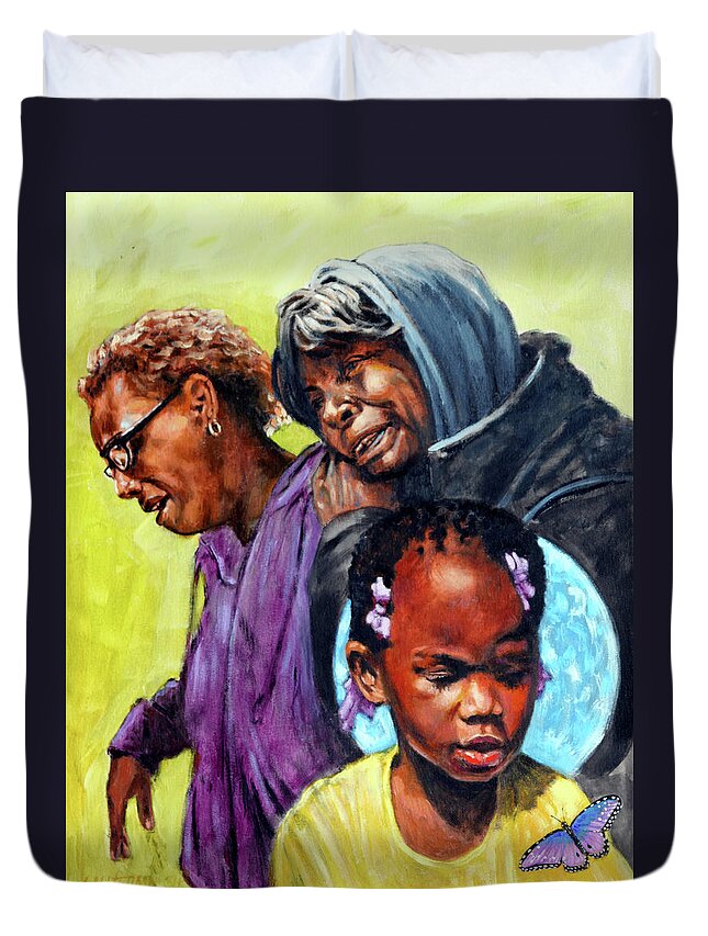 Child Duvet Cover featuring the painting Kennedi Powell #2 by John Lautermilch