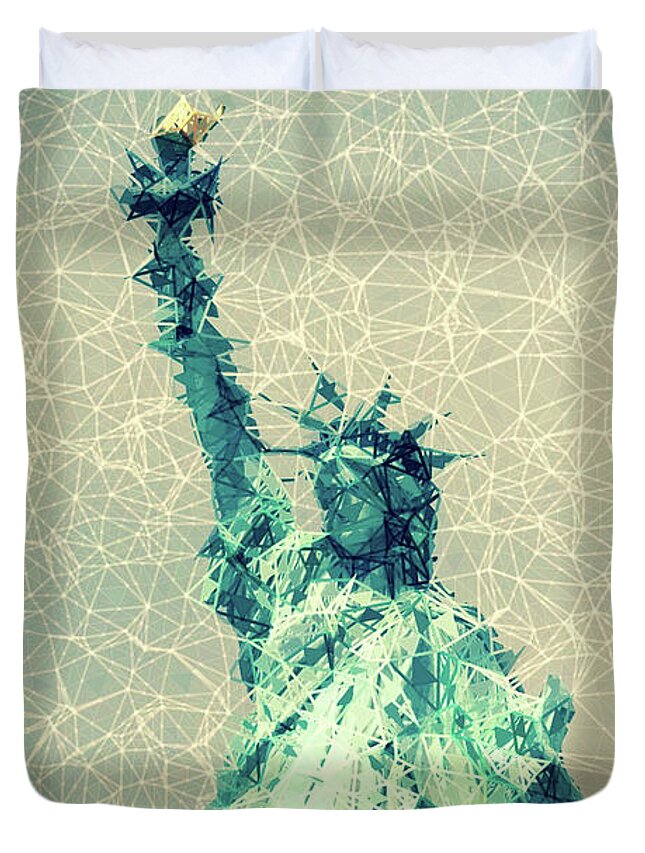 Lady Liberty Duvet Cover featuring the digital art Lady Liberty #1 by Prince Andre Faubert