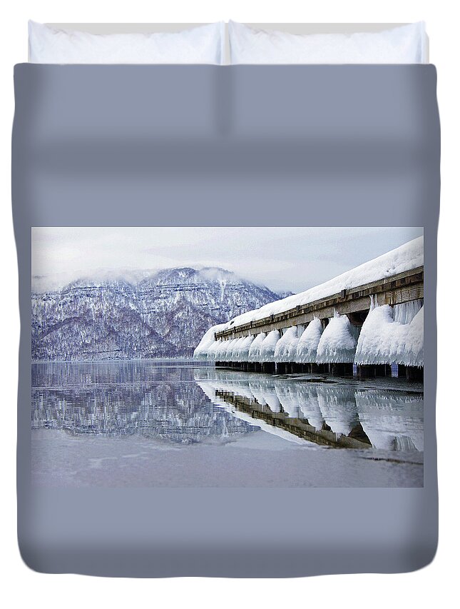 Tranquility Duvet Cover featuring the photograph Lake Towada In Winter #1 by The Landscape Of Regional Cities In Japan.