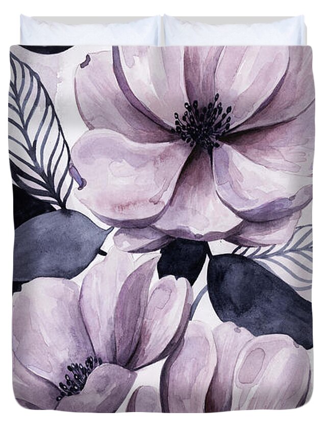 Botanical Duvet Cover featuring the painting Lavender Burst II by Grace Popp