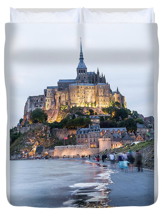 Mont Saint-michel Duvet Cover featuring the photograph Le Mont Saint Michel, Normandy, France #1 by John Harper