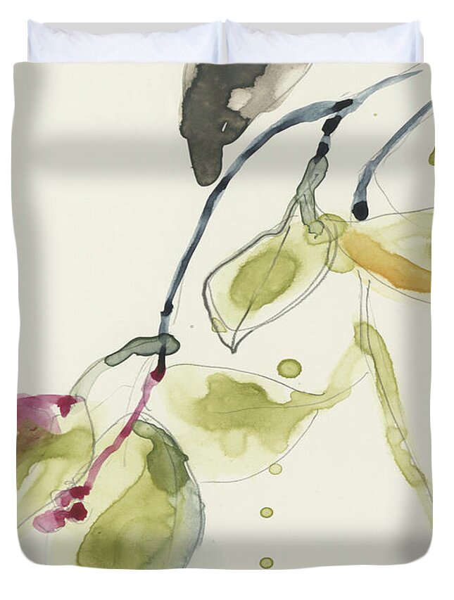 Botanical Duvet Cover featuring the painting Leaf Branch Triptych I #1 by Jennifer Goldberger