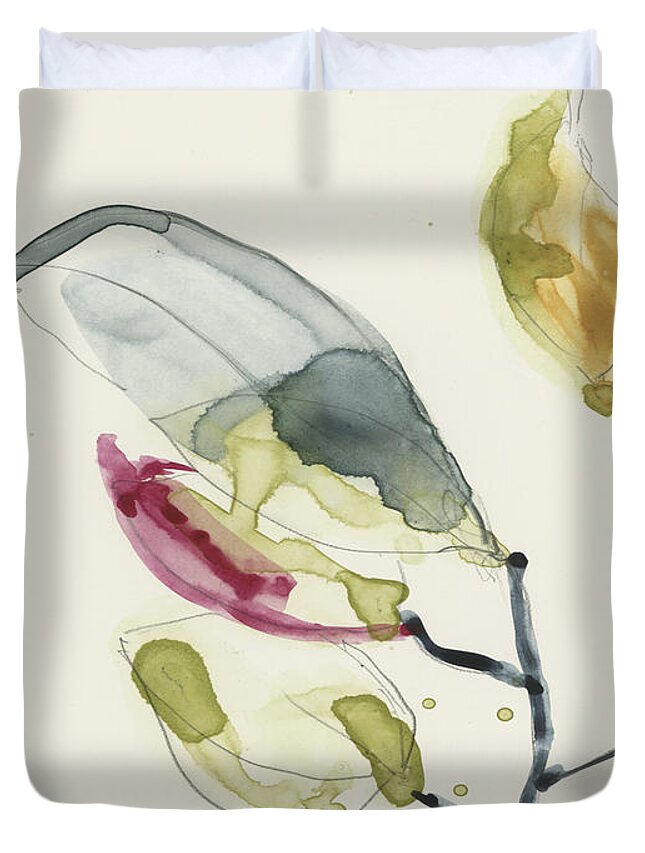 Botanical Duvet Cover featuring the painting Leaf Branch Triptych II by Jennifer Goldberger