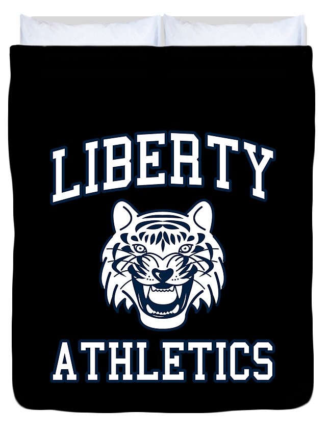Cool Duvet Cover featuring the digital art Liberty High Athletics #1 by Flippin Sweet Gear