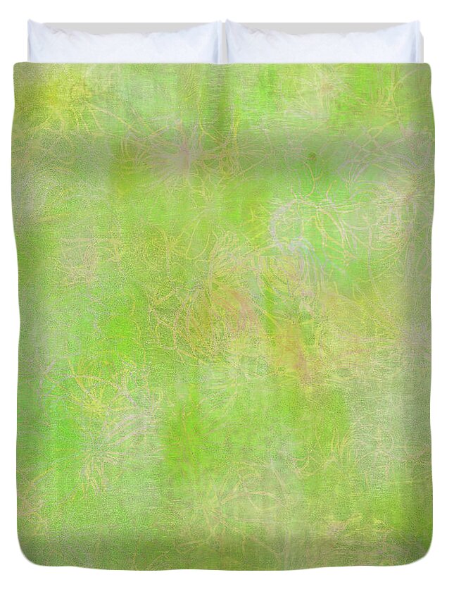 Lime Duvet Cover featuring the digital art Lime Batik Print #1 by Sand And Chi