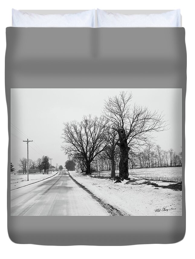 Black And White Duvet Cover featuring the photograph Lines #2 by Wild Thing