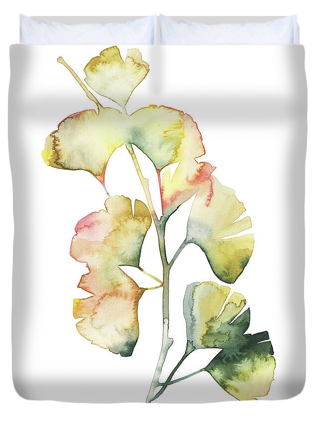 Botanical Duvet Cover featuring the painting Maidenhair Branch I by Grace Popp