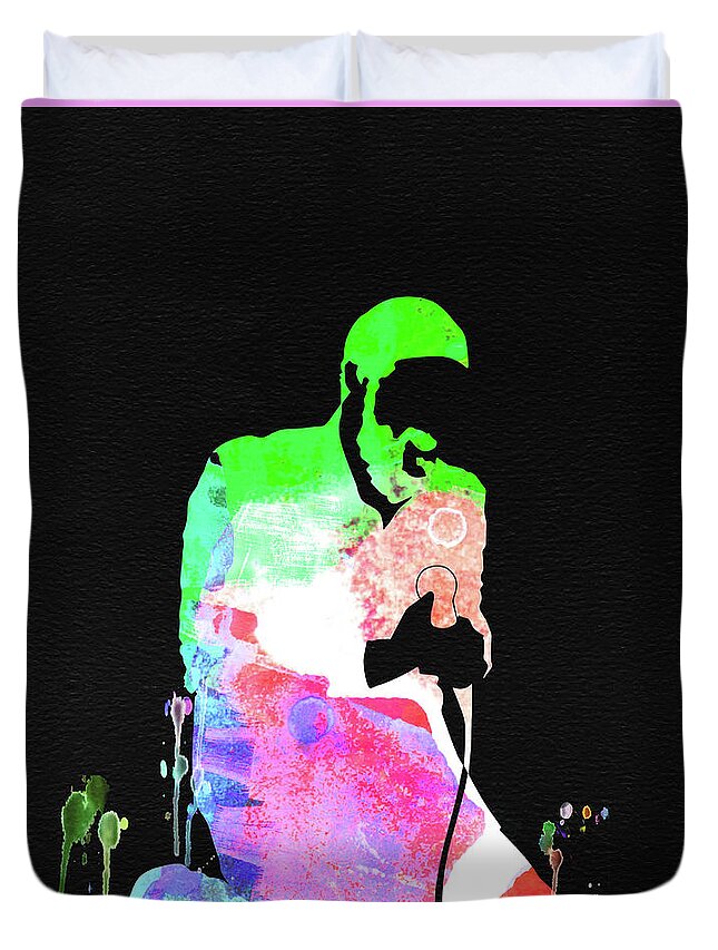 Marvin Gaye Duvet Cover featuring the mixed media Marvin Gaye Watercolor by Naxart Studio
