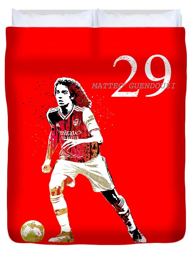 Arsenal Duvet Cover featuring the painting Matteo Guendouzi #1 by Art Popop