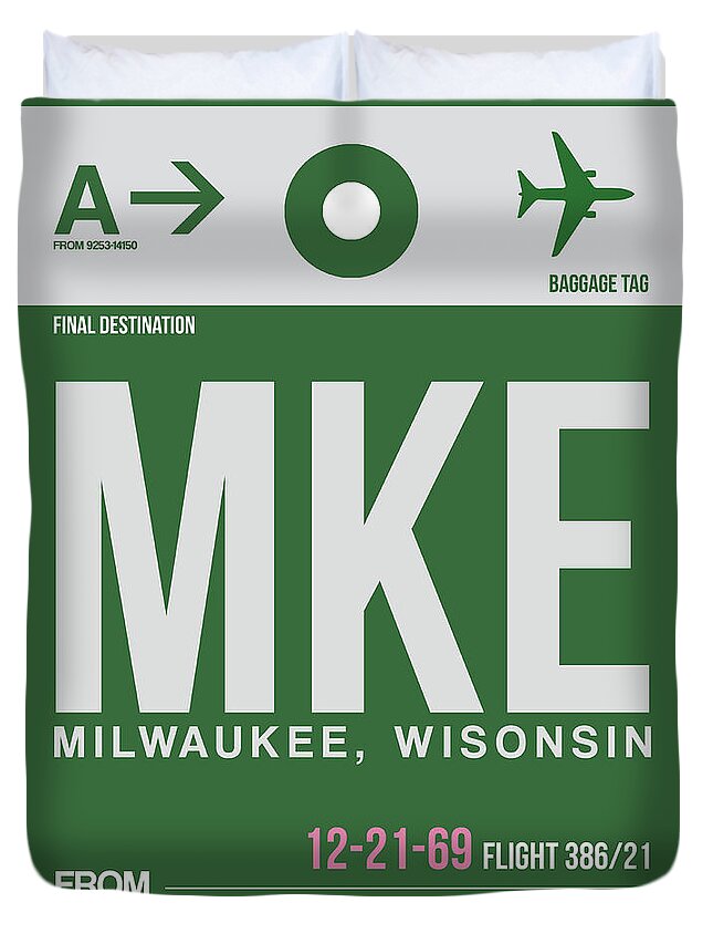  Duvet Cover featuring the digital art MKE Milwaukee Luggage by Naxart Studio