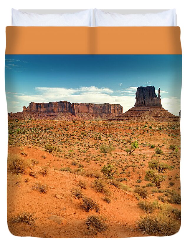 Dust Duvet Cover featuring the photograph Monument Valley Tribal Park #1 by Pgiam