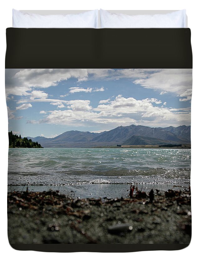 Water's Edge Duvet Cover featuring the photograph New Zealand Landscape #1 by Nerida Mcmurray Photography