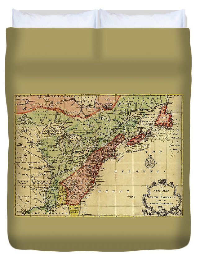 North America Duvet Cover featuring the painting North America - 1763 #1 by Unknown
