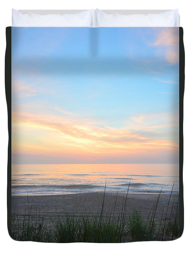 Obx Sunrise Duvet Cover featuring the photograph OBX Sunrise #1 by Barbara Ann Bell