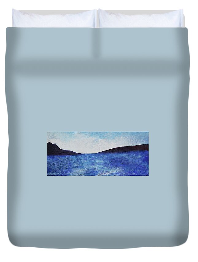 Seaside Duvet Cover featuring the painting Ocean Beach Mountain #1 by Stephen Humphries