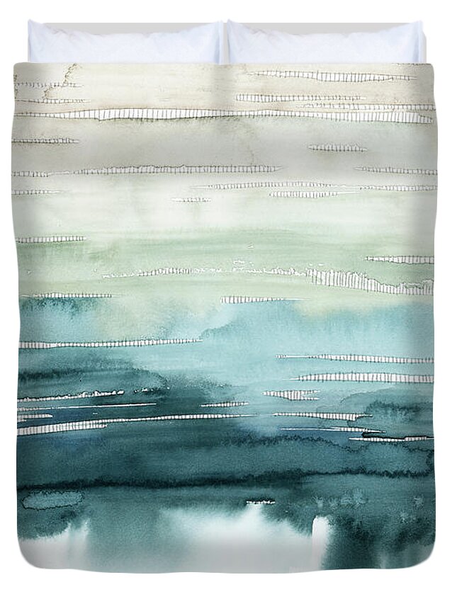 Abstract Duvet Cover featuring the painting Organic Cascade I by Grace Popp