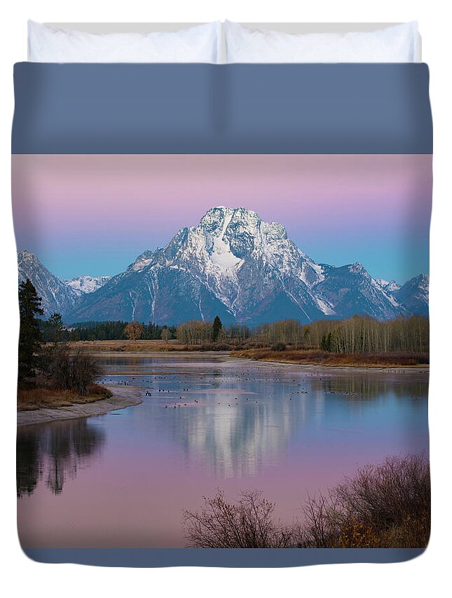 Oxbow Duvet Cover featuring the photograph Oxbow Bend At Sunrise In Grand Tetons #1 by Patrick Nowotny