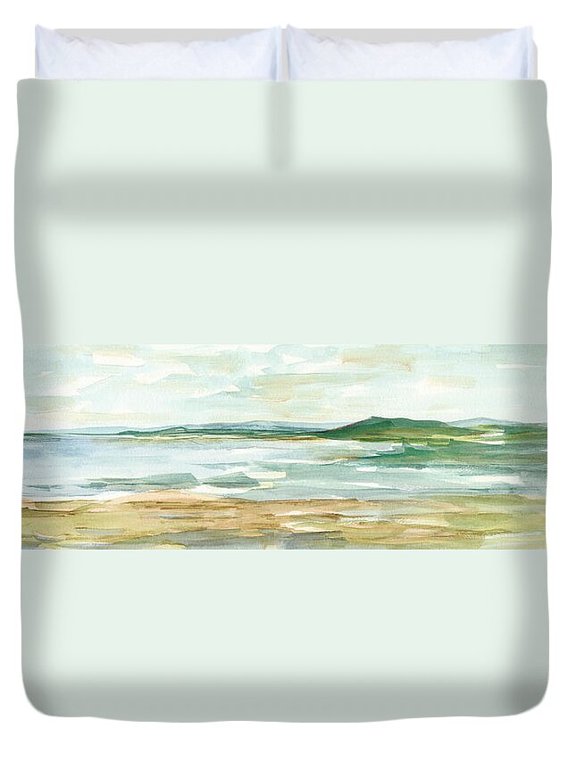 Landscapes Duvet Cover featuring the painting Panoramic Seascape I #1 by Ethan Harper