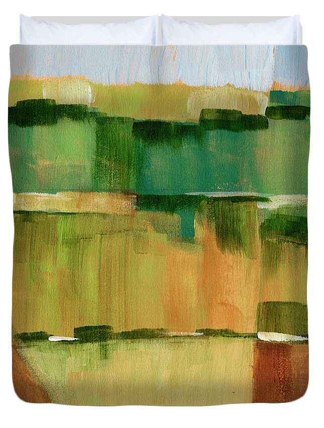 Landscapes Duvet Cover featuring the painting Pasture Abstract II #1 by Ethan Harper