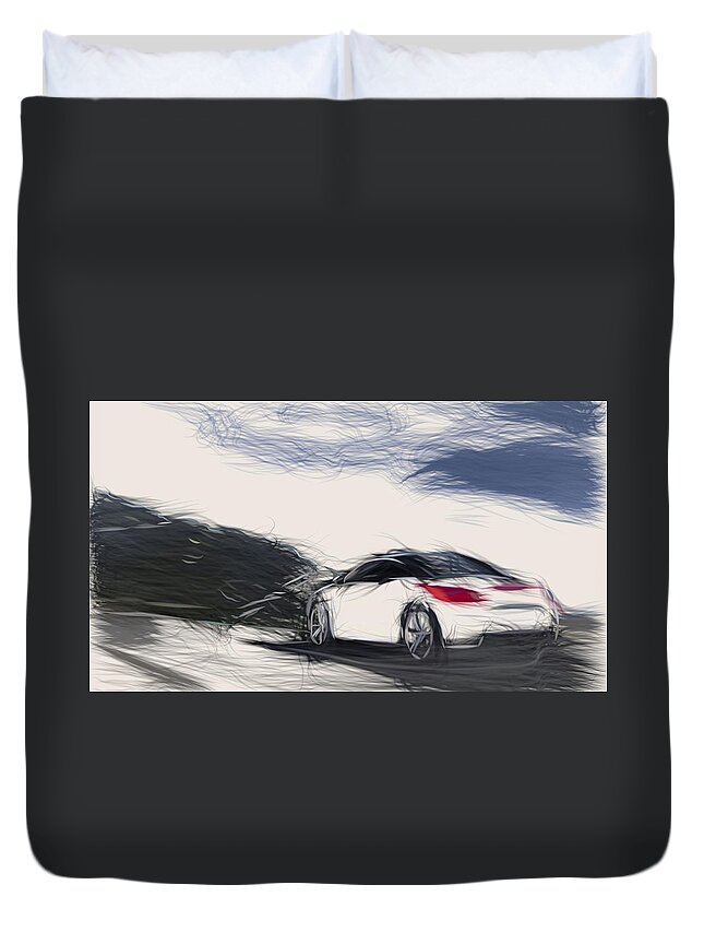 Peugeot Duvet Cover featuring the digital art Peugeot RCZ Drawing #2 by CarsToon Concept