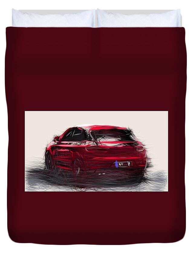 Porsche Duvet Cover featuring the digital art Porsche Macan GTS Drawing #2 by CarsToon Concept