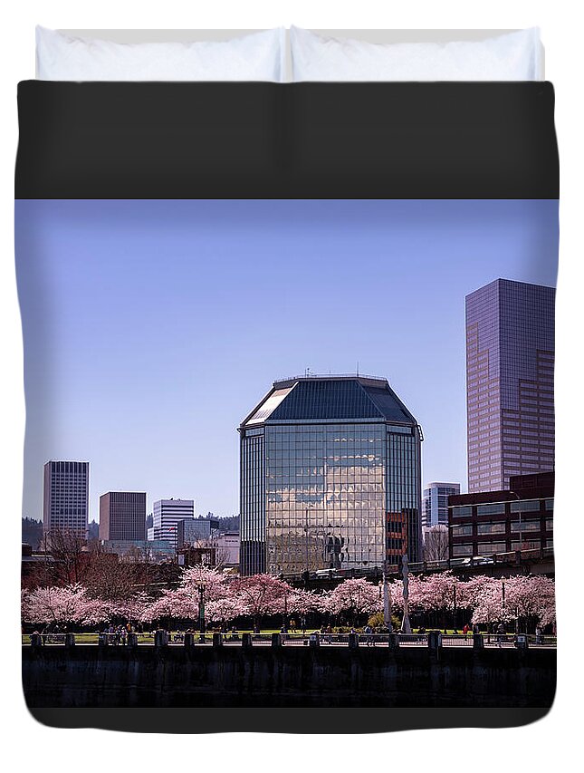 Buildings Duvet Cover featuring the photograph Portland Spring #2 by Steven Clark