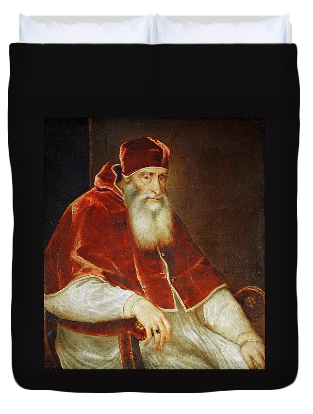 Titian Duvet Cover featuring the painting Portrait of Pope Paul III. #2 by Titian