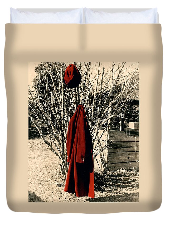 Hat Duvet Cover featuring the photograph Red #1 by Jean Wolfrum