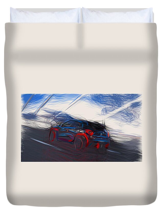 Renault Duvet Cover featuring the digital art Renault Kwid Racer Draw #2 by CarsToon Concept