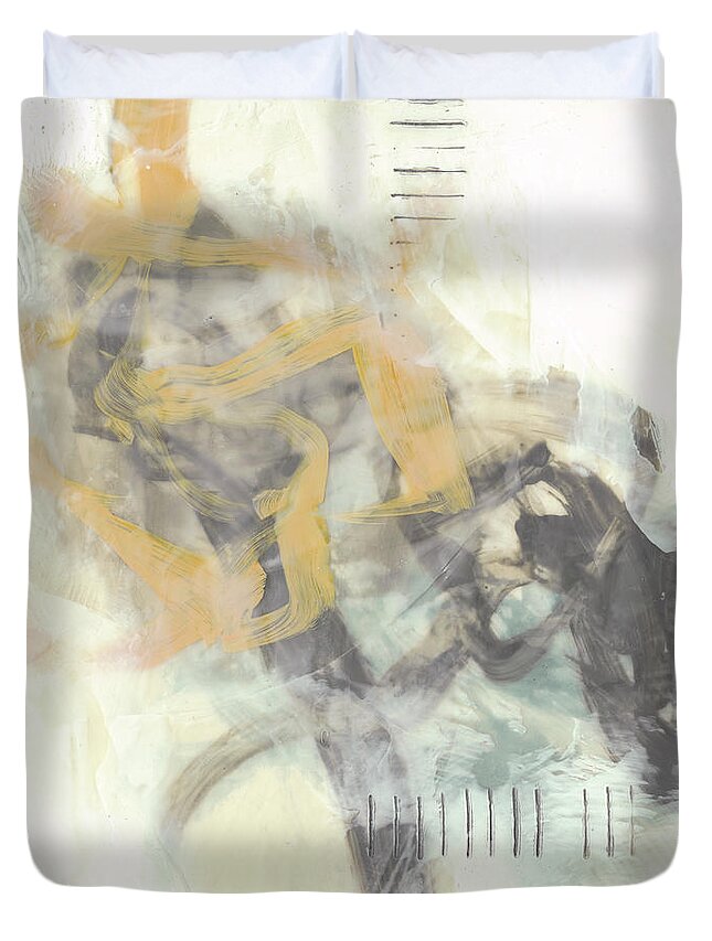 Abstract Duvet Cover featuring the painting Reticulate I by Jennifer Goldberger