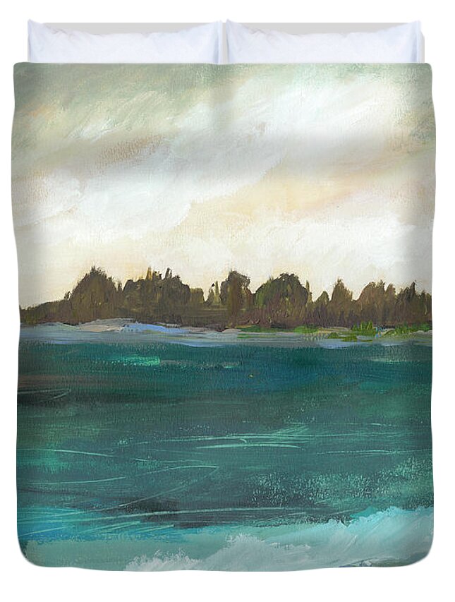 Coastal Duvet Cover featuring the painting Seaside View II by Karen Fields