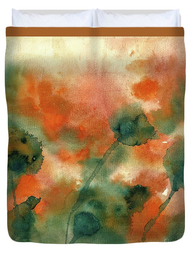 #creativemother Duvet Cover featuring the painting Splatter Blooms #2 by Francelle Theriot