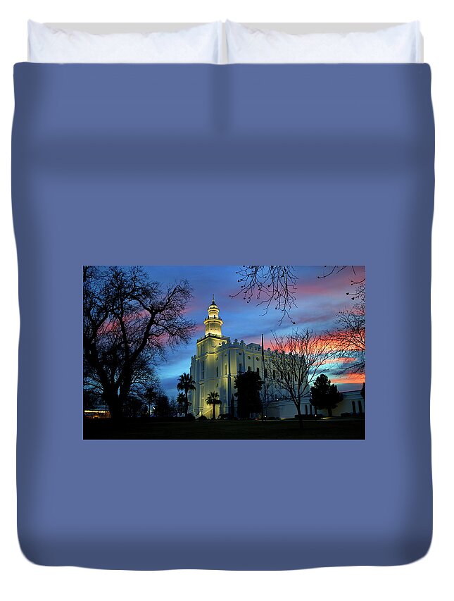 Temple Duvet Cover featuring the photograph St. George Utah Temple #1 by Nathan Abbott