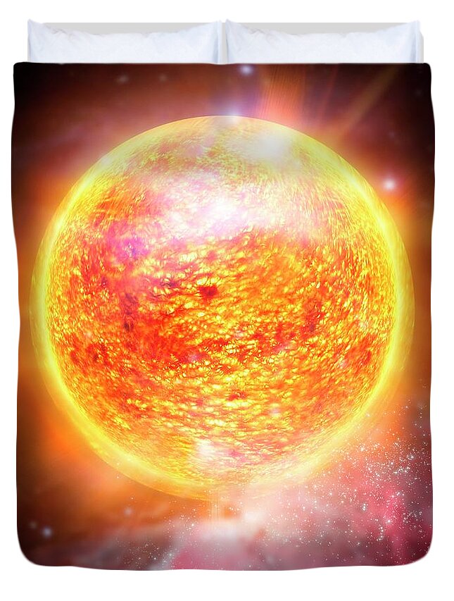 Outdoors Duvet Cover featuring the digital art Star And Nebula, Artwork #1 by Victor Habbick Visions