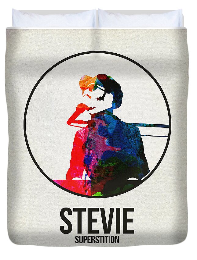 Stevie Wonder Duvet Cover featuring the digital art Stevie Wonder by Naxart Studio