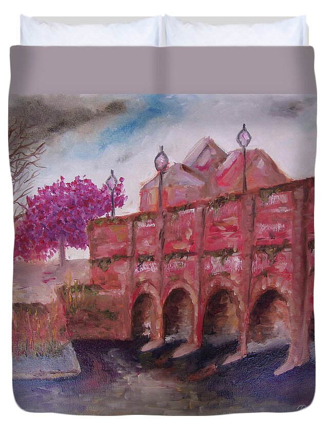 Stratford Upon Avon Duvet Cover featuring the painting Stratford upon Avon by Roxy Rich