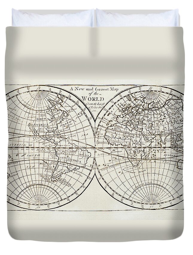 Europe Duvet Cover featuring the photograph Studio Shot Of Antique World Map #1 by Tetra Images