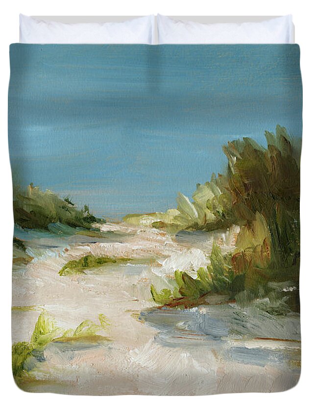 Landscapes Duvet Cover featuring the painting Summer Dunes I by Ethan Harper