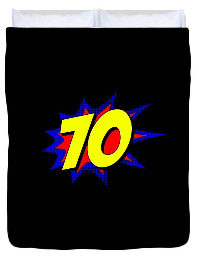 Cool Duvet Cover featuring the digital art Superhero 70 Years Old Birthday #1 by Flippin Sweet Gear