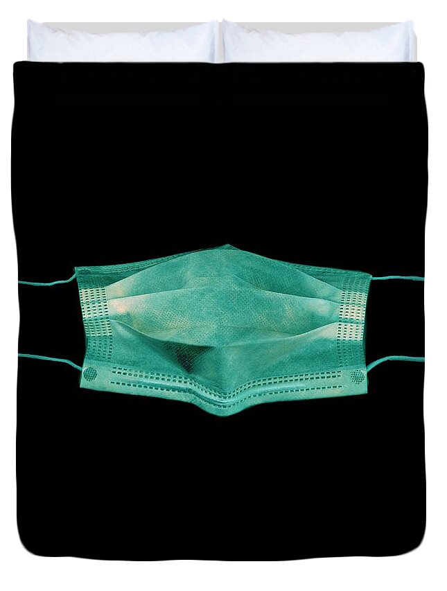 Protective Mask Duvet Cover featuring the photograph Surgical Mask #1 by Science Photo Library