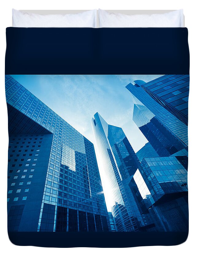 Corporate Business Duvet Cover featuring the photograph Tall Skyscraper From Low Angle View #1 by Franckreporter