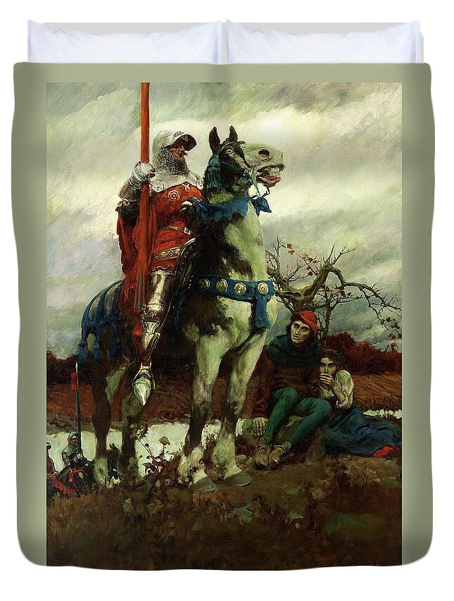 Howard Pyle Duvet Cover featuring the painting The Coming of Lancaster #2 by Howard Pyle